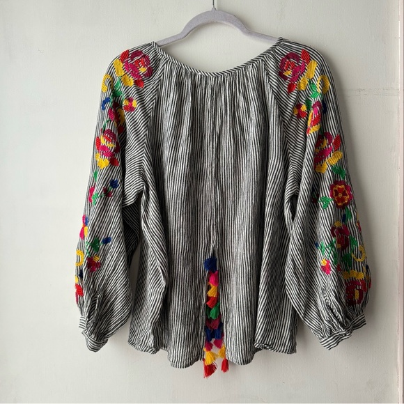 Floreat | Soleil Colorful Embroidered Striped Blouse - Picture 11 of 13
